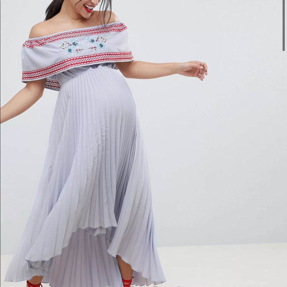 ASOS maternity lights blue maxi dress high low